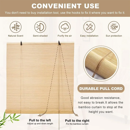 Blackout Roller Blind Window Venetian Screen With Drilling Vertical Sunshade Wood Shading Curtain Beaded Bamboo Shutter Decor