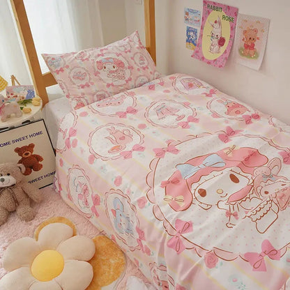 Kawaii Vivet Cover Sanrio Anime Cartoon My Melody Cinnamoroll Kuromi Coplector Cubierta Juego de ropa de cama para niños Decoración de la cama para mujeres