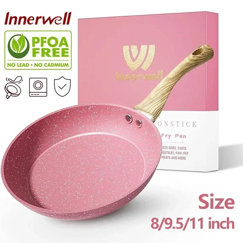 Innerwell Frying Pan 8/9.5/10/11inch Nonstick Toxin Gratis køkkengrej morgenmad Steak Fried Egg Skillets Kitchen Gourmet Cooking Pot