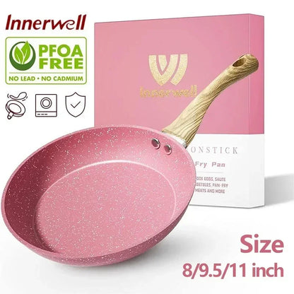 Innerwell Frying Pan 8/9.5/10/11inch Nonstick Toxin Gratis køkkengrej morgenmad Steak Fried Egg Skillets Kitchen Gourmet Cooking Pot