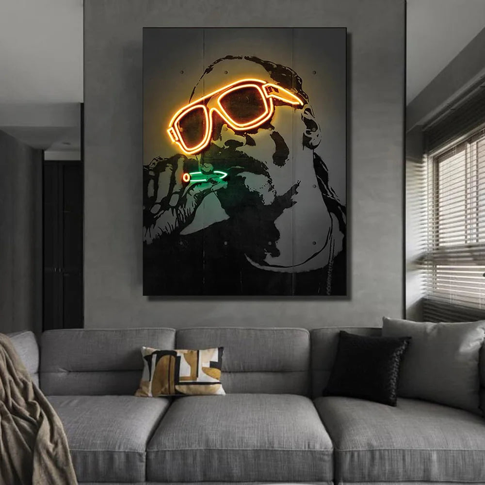 Abstract Rapper Wall Art Home Decor Poster Neon Effect Hip Hop Artist 2Pac Canvas Paint Bedroom Decoration Mural Picture Print