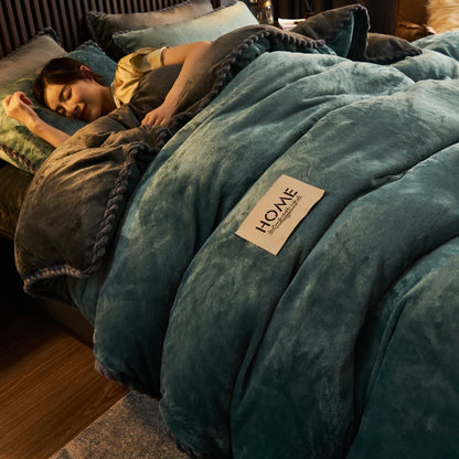 Winter Plush Couple Bed Duvet Cover Bedspreads For Single Double Queen King Bed Velvect Warm Soft Nordic Couple Bed Quilt Cover