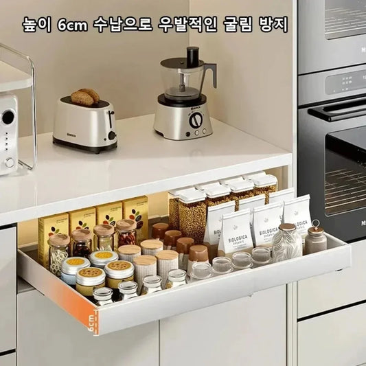 Pull Out Cabinet Organizer For Kitchen Sink Layered Drawer Storage Rack In The Cabinet Non Punching Pull-Out Slide Storage Racks