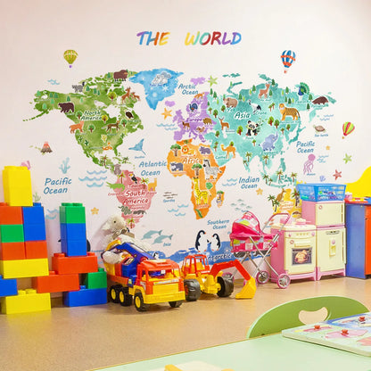 The World Animal Distribution Decorative Map for Bedroom Children's Room Livingroom Playroom and Kindergarten Decoration Sticker