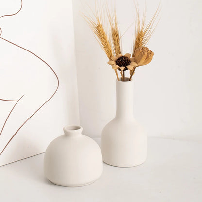 Nordic minimalist creative ceramic small flower vase for home, living room flower arrangement, green plants, tableware, dried fl