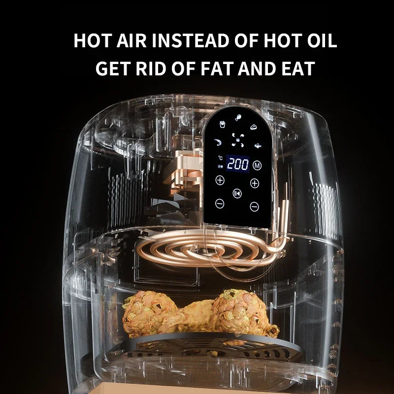 4.5L 6L Smart Electric Air Fryer голям капацитет Автоматичен домакински мулти 360 ° LED сензорен екран Deep Fryer без масло без масло