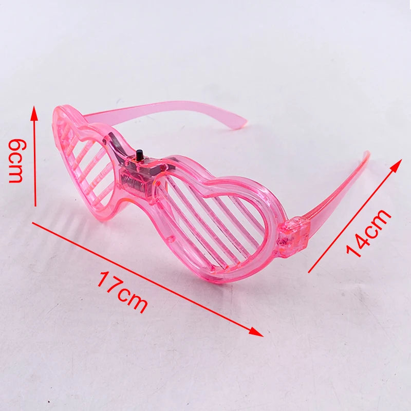 Light Up LED Glasses 5 Colors Heart Shape Glow Glasses Glow in The Dark Party Supplies Neon Party Favors for Kids Adults