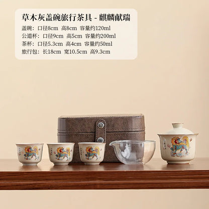 Chinese Style Ceramic Creative Travel Tea Set Household Office Kung Fu Tea Set Portable Outdoor Brewing Teapot Tea Set Gift New