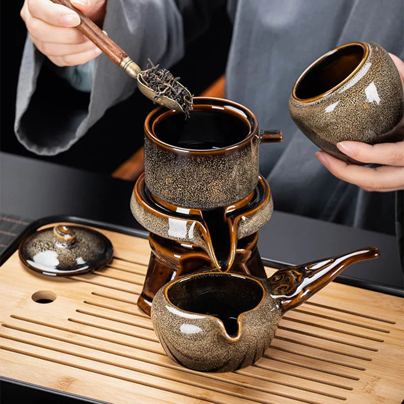 8 piezas chinos Juego de té tradicional Kung Fu Té de té de hueso Tetera y taza de té de té automática para 6 personas