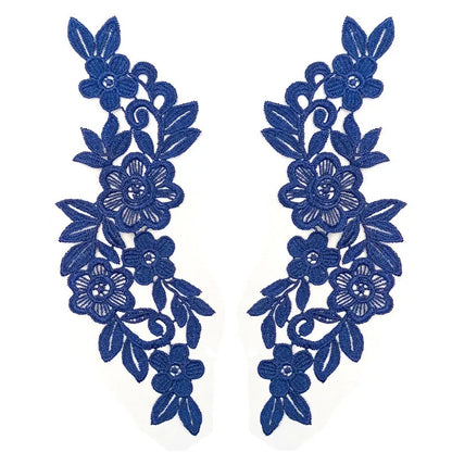 1 Pair Lace Fabric Applique Flower Wedding Fabric for Costume Dress Decor Patch Sewing Applique Crafts DIY Clothing Accessories