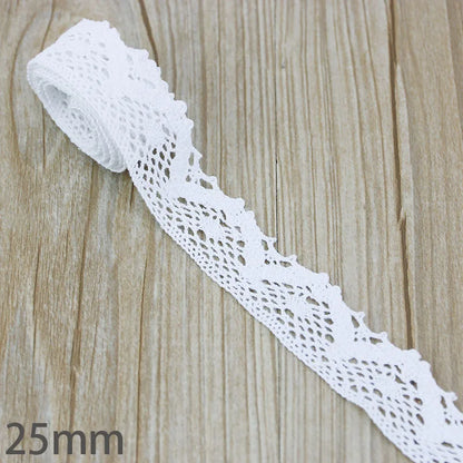 (5Meter/roll) White Beige Cotton Embroidered Lace Net Ribbons Fabric Trim DIY Sewing Handmade Craft Materials