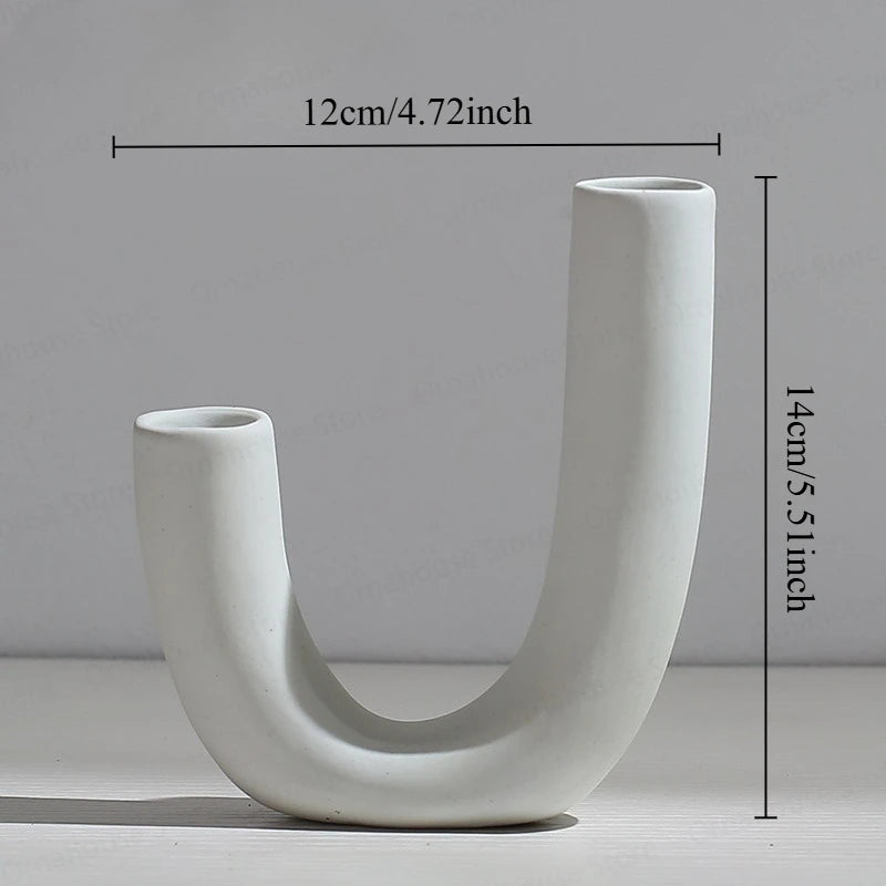 Nordic Creative White Vase Living Room Simple Ceramic Vase Decoration High End Art Glass Vase