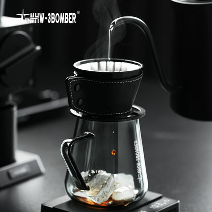 MHW-3BOMBER Meteorite Dripper Aluminum Pour Over Coffee Maker Coffee Dripper For 1-2 Cups Leather Cover Fit Cake Filter Paper