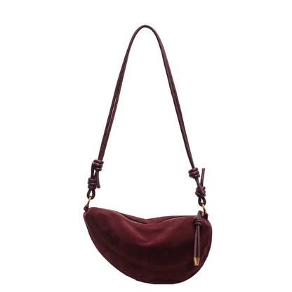 Faux Suede Super Popular Niche Suede Shoulder Bag for Women 2025 Hot Sale Single Crossbody Bags Underarm Dumpling Sweet Bags