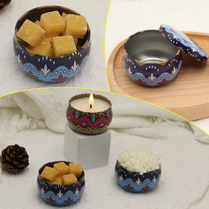 12pcs Mixed Color  Iron Candle Tin Jars Empty Can- DIY Candle Making with Storage Case for Dry Spices and Sweets