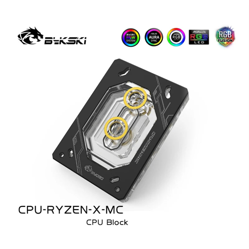 BYKSKI CPU -vesilohko AMD Ryzen3000 Am3 Am4 Am5 1950X TR4 X399 X570 EMOLOKUU / 5V 3PIN RGB LIGHT / KUPPILAATTERI