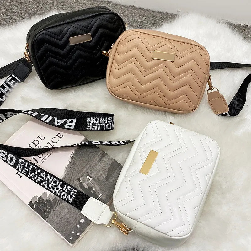 Wave Stickerei quadratischer Bag Schultergurt mit gedrucktem Schulter -Crossbody -Tasche mit großer Kapazität für Frauen