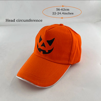 LED LIGHT UP Бейзболна шапка мигаща Glow Rave Party Cap Halloween Trick или лечение на забавна тиквена шапка за мъжки жени косплей костюм