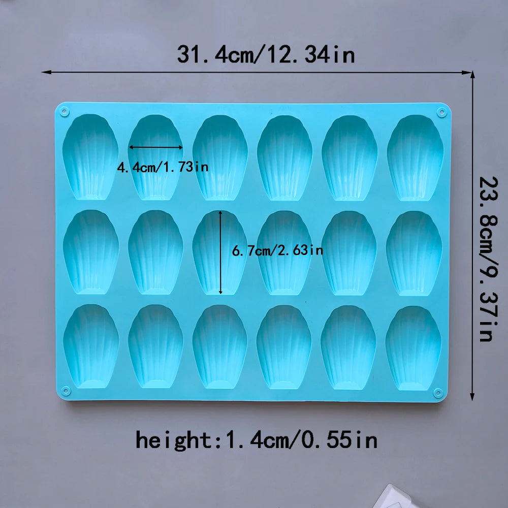 1pc 18 Cavity Madeleine Silicone Cake Mold Shell shaped Chocolate Cookie Biscuit Mould Handmade Silicone Bakeware Tools