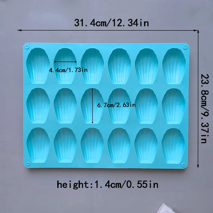 1pc 18 Cavity Madeleine Silicone Cake Mold Shell shaped Chocolate Cookie Biscuit Mould Handmade Silicone Bakeware Tools