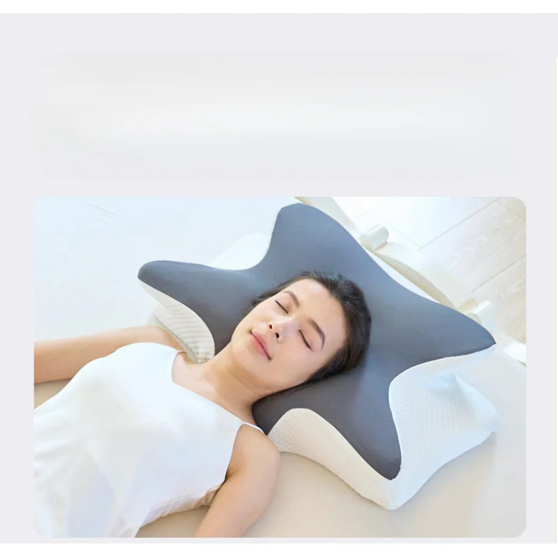 Butterfly Shape Slow Rebound Memory Foam Sleeping Pillow Comfortable Neck Support Cervical Orthopedic Massage Neck Pillow