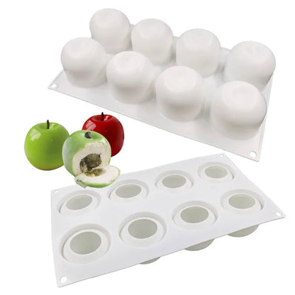 3D Apple Shape Silicone Mold 8 Cell DIY Cake Mousse for Ice Cream Chocolate Pastry Art Pan Dessert Bakeware Cake Decorating Tool