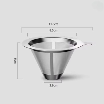 304 Stainless Steel Coffee Funnel Fine Mesh Double Layer Coffee Accessories Reusable Conical Coffee Filter Practical and Durable