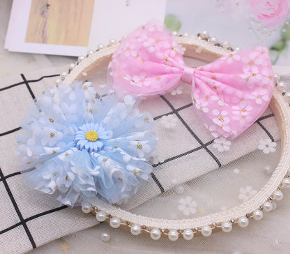 6 cm 5yards Floret TuLle Daisy Ribbon Roll Diy Handmade Craft Hair Ornament Baking Cherry Blossoms Gedrukte Mesh Fabric Supplies