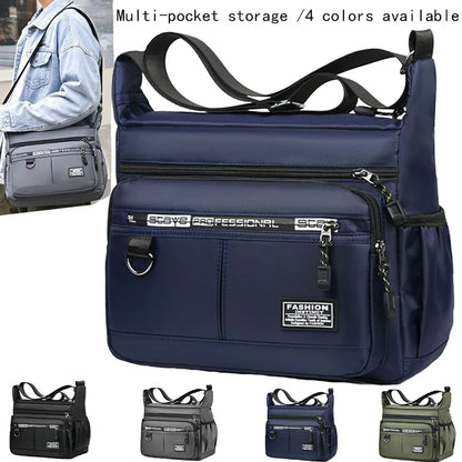 Men's Waterproof Crossbody Bag - Large Nylon/Oxford Shoulder Bag for Travel & Work (Casual Anti-Theft Sling Pack)