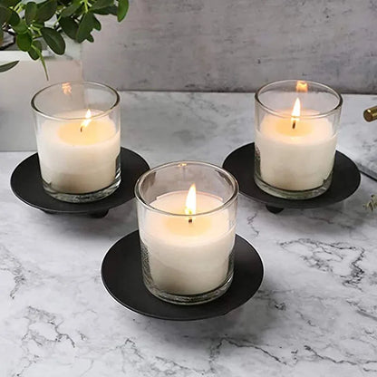 1 Pcs Black Gold Round Metal Candle Holder Tray Long Pole Candle Base Wedding Banquet Art Deco Candle Holder Home Decor