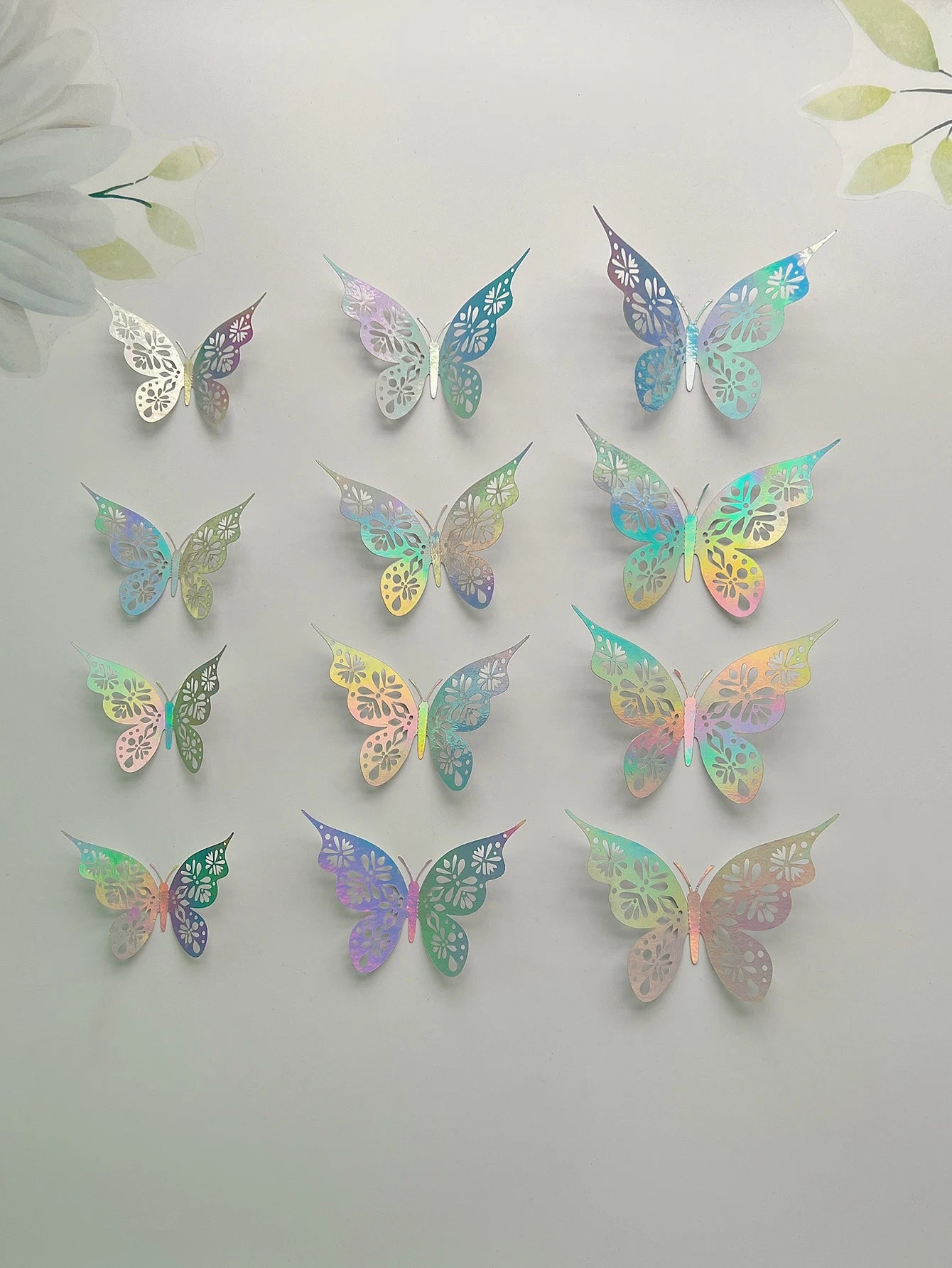 12 piezas 3D Hollow Butterfly Pegatina de pared Sala de estar Decoración del hogar Butterfly