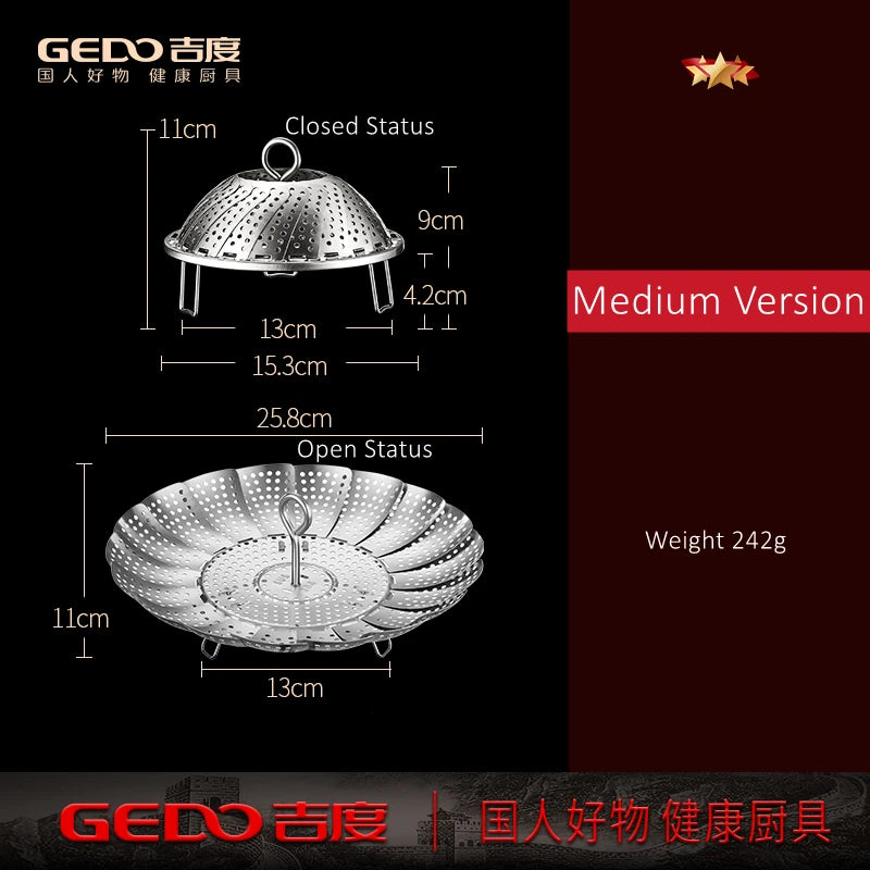 GEDO Foldable and Detachable Steaming Plate 277mm Diameter Steamer with Drainage Holes Easily Clean Chinese Breakfast Cookware