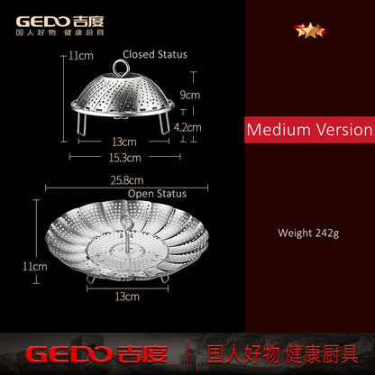 GEDO Foldable and Detachable Steaming Plate 277mm Diameter Steamer with Drainage Holes Easily Clean Chinese Breakfast Cookware
