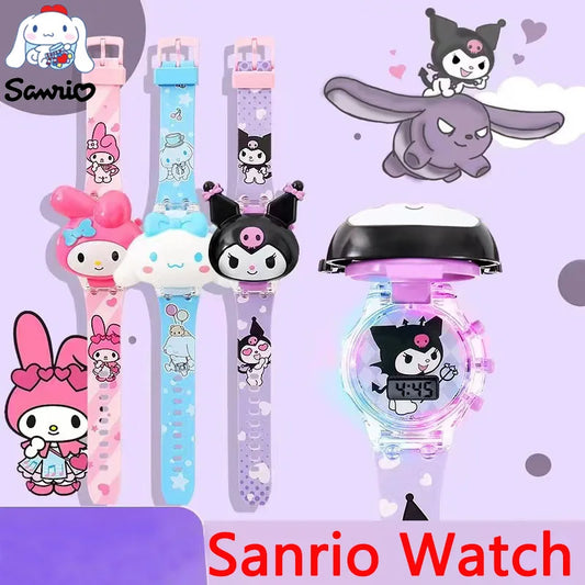 Kawaii Sanrio Watch Cinnamoroll Wrist Watch Kuromi Clock My Melody Watchband Аниме фигури аксесоари Момиче подарък дете студентска играчка