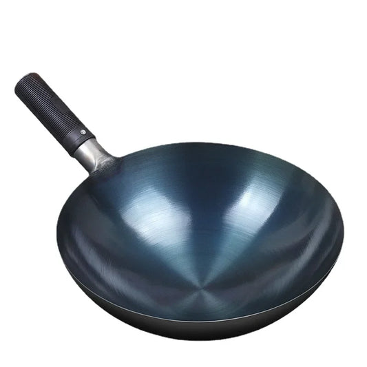 32/34 cm kryddor Blue Iron Wok obelagd nonstick pott lättvikt Klassisk kock wok utomhus kök köksredskap för gasspis