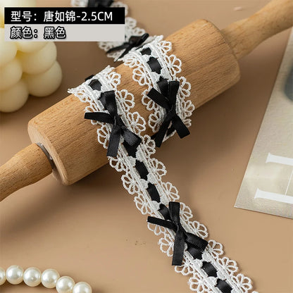 2Meters Bow Decorative Lace Trim Ribbons For Crafts Party Dress Sewing Diy Supplies Handmade Fabric Gift Wrapping Trimming Black