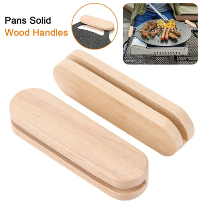 Solid Wood BBQ Pan Handle Anti Scald 2st Pan Isolated Hanta värmebeständig för köksredskapssås