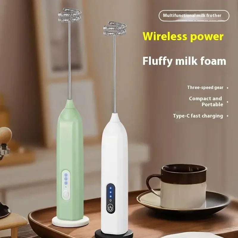 Electric Milk Frother Mini Handheld Wireless Powerful Type-C Rechargeable Convenience Coffee Milk Whipping Kitchen Whisks