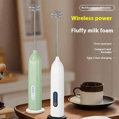 Electric Milk Frother Mini Handheld Wireless Powerful Type-C Rechargeable Convenience Coffee Milk Whipping Kitchen Whisks