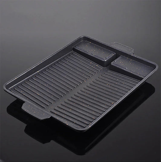 BBQ Grill Pan Plate 32 X 26cm Portable Non-Stick Coating Butane Gas Stove Cooker Plate Rectangle Korean Barbecue Plate