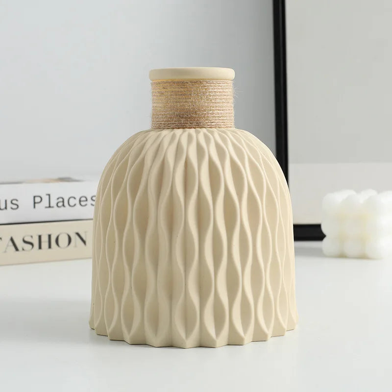 1PC Water Ripple Vase,Flower Pot Basket,Twine Plastic Vase,Small Fresh Flower Arrangement Vase,Scandinavian Home Decoration