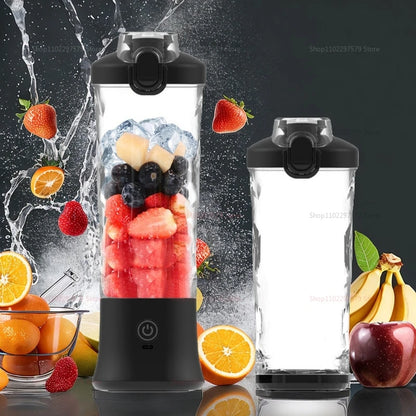 600ml Portable Electric Fruit Juicer Mixer machine USB Rechargeable Mini Fruit Juice Blender with 6 Blades Compact Juice Cup