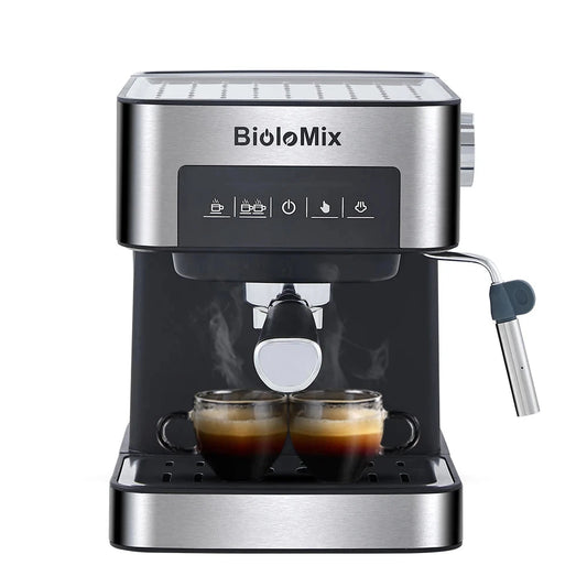 Biolomix 20 Bar italialainen italialainen espresso -kahvinkeitin kone, jossa on maitovara sauvalle espressolle, cappuccinolle ja mokkaalle