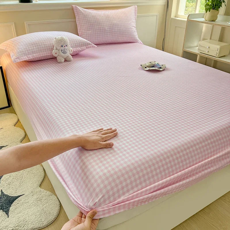 New Fitted Sheet with Elastic Bands Non Slip Adjustable Mattress Cover for Double King Queen Bed 150x200 180x200 220x200cm
