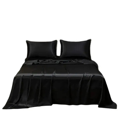 Satin Bed Sheet Sets for Summer Silky Smoooth Top Sheet with Pillowcase Single/Queen/King Ice Cooling Flat Bed Sheet Sets
