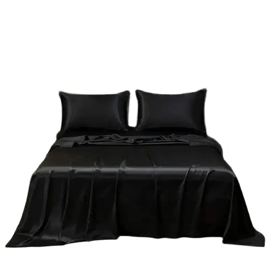 Satin Bed Sheet Sets for Summer Silky Smoooth Top Sheet with Pillowcase Single/Queen/King Ice Cooling Flat Bed Sheet Sets