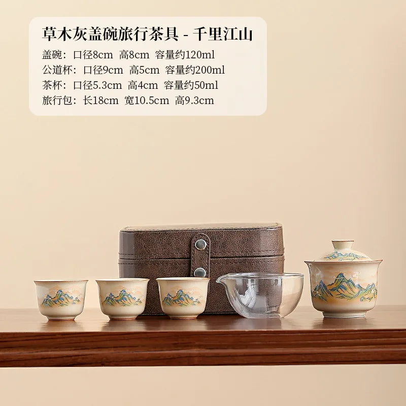Chinese Style Ceramic Creative Travel Tea Set Household Office Kung Fu Tea Set Portable Outdoor Brewing Teapot Tea Set Gift New