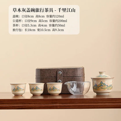 Chinese Style Ceramic Creative Travel Tea Set Household Office Kung Fu Tea Set Portable Outdoor Brewing Teapot Tea Set Gift New