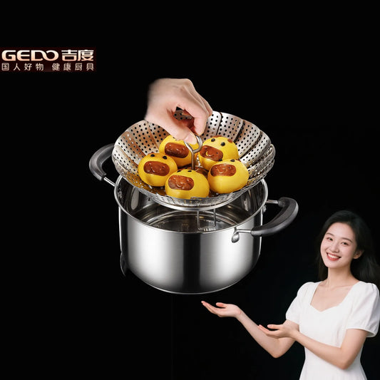 GEDO Foldable and Detachable Steaming Plate 277mm Diameter Steamer with Drainage Holes Easily Clean Chinese Breakfast Cookware