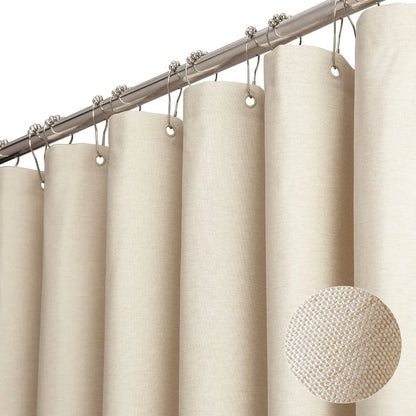 Solid Color Linen Waterproof and Thickened Shower Curtains Bathroom Bathtub Protecting Privacy Bath Covring Curtains with Hooks